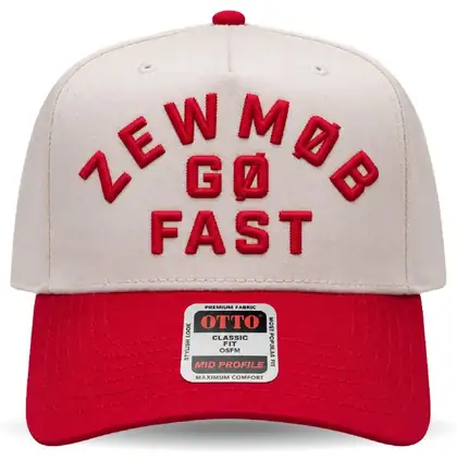 Cream and red two-tone cap embroidered Zewmob Go Fast